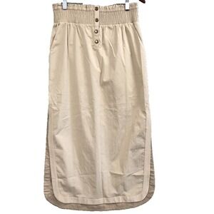 Anthropologie Midi Skirt Womens Small Beige Slit Cottagecore Boho Earthy Neutral